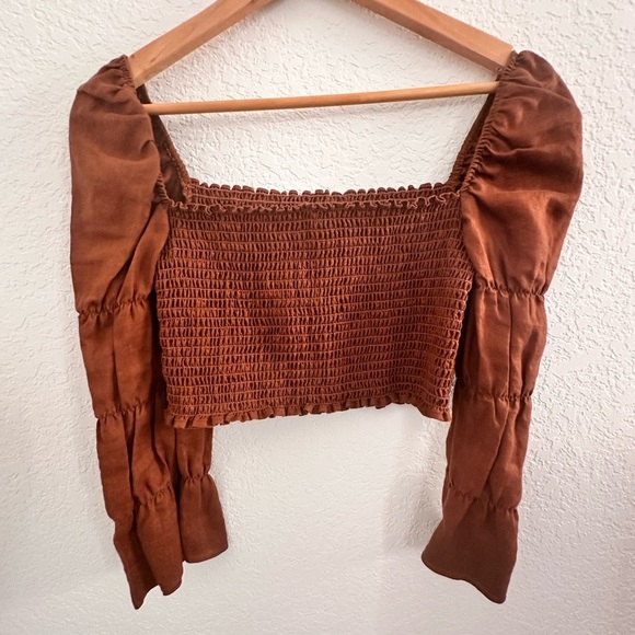 Reformation Maple Women’s Square Smoked Top Toffee Sz. M Party‎ Coquette Y2K - Picture 1 of 8